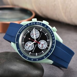 Plastic Moon Mens Watches Full Function Quarz Chronograph Watch Mission To Mercury 42mm Luxury Watch Limited Edition Master Wristwatches rubber straps