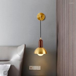 Wall Lamps LED Lamp Gold Bedside Modern Minimalist Living Room Background Sconce Lighting Aisle Retro Creative Home Wood Decor Light