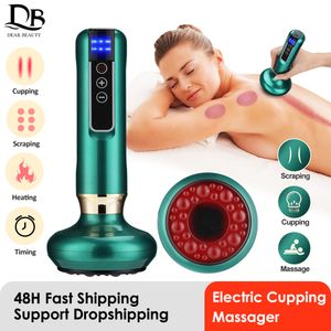 Face Massager Electric Cupping Massager Vacuum Suction Cup GuaSha Anti Cellulite Beauty Health Scraping Infrared Heat Slimming Gua Sha Massage 230726