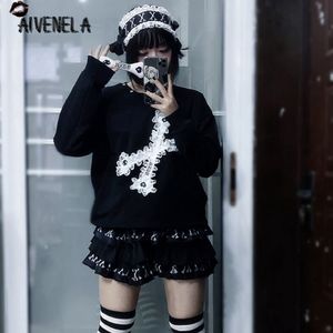 Männer Hoodies Sweatshirts Harajuku Gothic Langarm Oneck Sweatshirt Frauen Niet Spitze Knochen Pullover Punk Streetwear AFC1392 230725