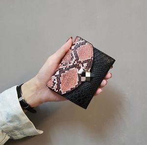 New Patchwork Snake Pattern Wallet Small Wallet Women's Short European and American Ladies Wallet Fashion Tri-Fold Coin Purse Fashion