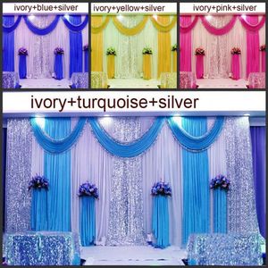 3m 6m Wedding Backdrop Swag Party Curtain Celebration Stage Performance Background Drape Silver Sequins Wedding Favors Suppliers260k