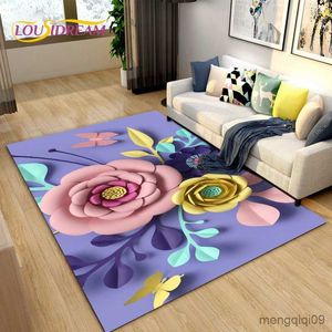 Mattor 3D Nordic Flower Daisy Area mattan matta matta för vardagsrum sovrum soffa dörrmatta kök dekoration barn spela non-slip golvmatta r230726