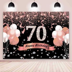 Background Material 70s Background Rose Gold Balloon Men's 70th Birthday Party Customized Photography Background Photo Studio Banner X0725