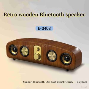 Portabla högtalare Nya retro trä Bluetooth -högtalare Portable Column Stereo Card Home Computer Desktop Wireless Sound Subwoofer R230727