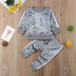 Kläduppsättningar Kläduppsättningar 0 5y barnflickor Autumn Winter Clothes Set Baby Velvet Long Sleeve Pullover Sweatshirts Top Pant Children Casual Outfit Z230726