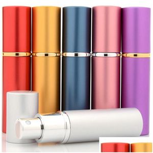 Parfümflasche 10 ml Mini leer pro nachfüllbarer Aluminium-Zerstäuber Reise-Parfümbehälter mit Airless-Pumpe 8-Farben-Tropfenlieferung Healt Dhqvi