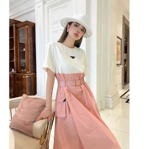 23SS Womens Designer Clothing Women Dresses Summer Dress Stitching Tooling Wind Double Side Big Pockets T-shirt Dress High Quality Womens Clothing A1