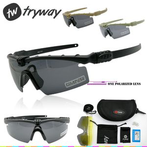 Outdoor-Brillen twtryway P ochrome Gläser 3.0 Ballistische polarisierte Schutzbrillen Schutz Militärische Paintball-Schießbrille 230726