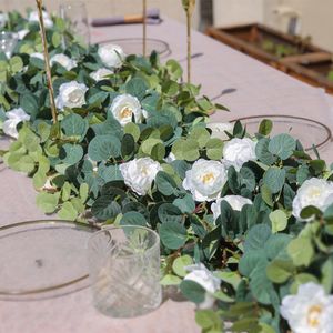 Getrocknete Blumen PARTY JOY Künstliche Girlande, künstliche Pfingstrose, Eukalyptus, Ranke, Grün zum Aufhängen für Hochzeit, Zuhause, Party, Garten, Kunsthandwerk, Kunstdekoration 230725