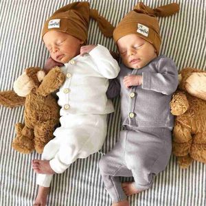 Clothing Sets Newborn Baby Boy Clothes Solid Long Sleeve Tops + Pants Winter Clothes For Babies Fall Baby Sleeper Gown Infant Clothing Set 2T Y1105 Z230726