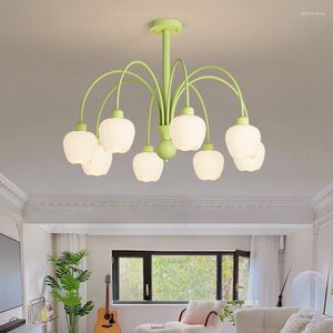 Chandeliers Light Led Art Chandelier Pendant Lamp Modern Green 8 Glass Shades Bedroom Nordic Lustres Living