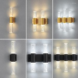 Wall Lamp Up And Down Light LED Gold Double Head Bubble Crystal For Living Room Bedroom Decor Lighting