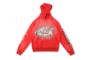 Erkek Tasarımcı Hoodies Erkekler Sweatshirts Moda Hellstar Street Ins Vintage ile Kırmızı Eski Çamur Baskı Hoodie Uzun Kollu Sokak Erkek Hip-Hop Sweatshirt