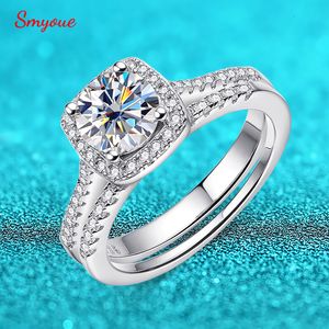 Wedding Rings Smyoue 1ct Rings Sets For Women S925 Silver Platinum Plated Pt950 Bridal Sets Couple Wedding Engagement Fine Jewelry 230725