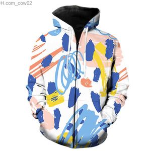 Erkek Hoodies Sweatshirts Özet Sanat Graffiti Erkekler Fermuarı Hoodie 3D Baskı 2022 Sıcak Uzun Kollu Büyük Boy Te Sweatshirt Komik Serin Top Bahar Boş Zamanı Z230726