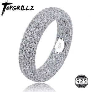 Wedding Rings TOPGRILLZ 925 Sterling Silver Stamp Full Iced Out Cubic Zirconia Men Engagement Charm Jewelry For Gifts 230726