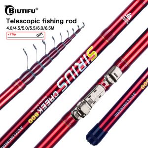 Boat Fishing Rods BIUTIFU Telescopic Fishing Rod 4/4.5/5/5.5/6/6.5m T800 Carbon Travel UltraLight Spinning Float Outdoor 30g Trout Bolognese Pole 230725