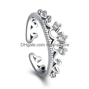 Cluster Rings Crown Crystal Diamond Open Регулируемые обручальные варианты для женщин для женских ювелирных украшений Will Will и Sandy Drop Drow Dhuza