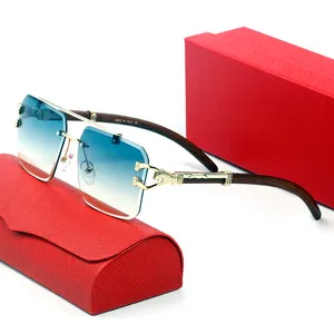 Occhiali rettangolari firmati uomo senza montatura donna occhiali da sole gambe in legno senza montatura oro occhiali da vista uomo marrone occhiali da vista Carter occhiali da sole donna Oculos Shade