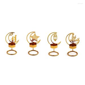 Candle Holders Wrought Iron Holder Eid Mubarak Ramadan Decorations Romantic Moon Shape Candlestick For Dining Table Centerpieces