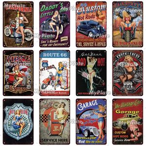 Sexy Beauty Art painting Vintage Metal Plate Personality Retro Motorcycle Tin Plaque Poster Wall Decor Bar Pub Club Man Cave Retro personalized signs 30X20CM w01