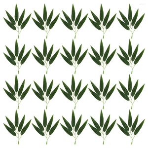 Decorative Flowers 50 Pcs Artificial Bamboo Leaves Faux Green Plants House Outdoor Topiary Trees Indoor Plastic Leaf Shrubs Silk Fake Picks