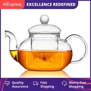 Water Bottles High quality Heat Resistant Glass Tea Pot Practical Bottle Flower Cup Teapot with Infuser Leaf Herbal Coffee 230725