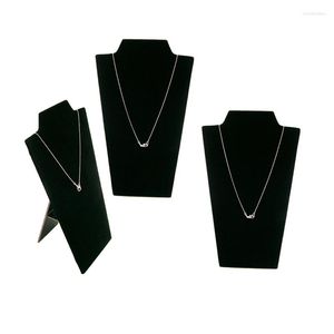 Sacchetti per gioielli All'ingrosso 3 pezzi Collana in velluto nero Cavalletto Vetrina Catena pendente Espositore Organizzatore Rack Stoccaggio Collare Stand S