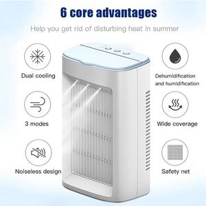 Luftkonditioneringsapparater Zaoxi Air Cooler Multi-Function Fan USB Mini Electric Fan Water Spray Mist Portable Air Conditioner Firidifier 230726