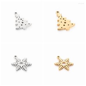Charms 5 Pcs Stainless Steel Snowflake / Tree Connector Ladies Gift DIY Jewelry Accessories Necklace Pendant Christmas Decoration
