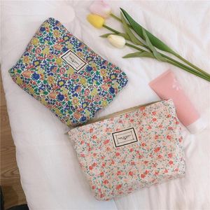 Cosmetic Bags Sweet Style Zipper Makeup Vintage Phone Clutch Beauty Case Bag Floral Women Make Up Storage Pouch