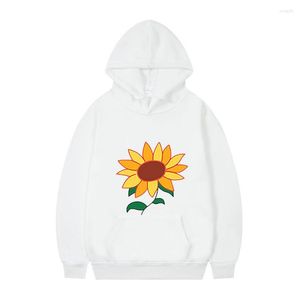 Herrtröjor undrar äggprioritet ai kawaii hoodie estetisk sol blomma ficka samma stycke avslappnad lös tröjor anime söt