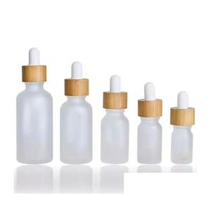 詰め物ボトル霜の透明な空のガラスドロッパーボトル白い蓋5ml 10ml 15ml 20ml 30ml 50ml 100mlドロップ配信オフィススクールotghy