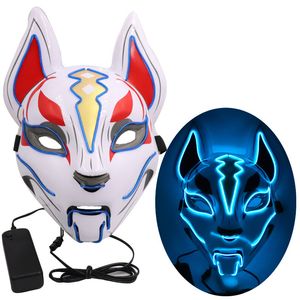 1pc Cold Light Glow Fox Mask Cosplay Party Scary Mask Masquerade Cos Knight Halloween Led Glowing Mask Accessories Toys For Adult JY26