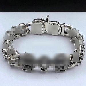 Charm Bracelets Silver Retro Cross Rattan Flower Round Buckle Bracelet Domineer Fashion Mens Couple Foot Silver Bracelet Thick Chain