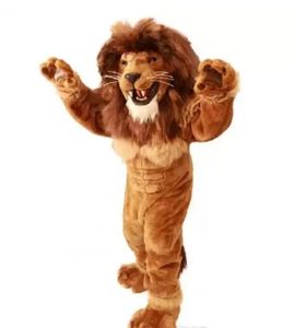 2024 Hot Friendly Lion Mascote Traje Tamanho Adulto Animal Selvagem Masculino Rei Leão Carnaval Festa Mascote Fit Terno