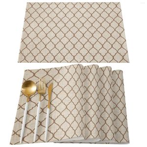 Masa Paspasları Ülke Fas Khaki Placemat Yemek Sofra Sofrası 4/6pcs Mutfak Yemek Paspas Tezgahı Üst Ev Dekorasyon