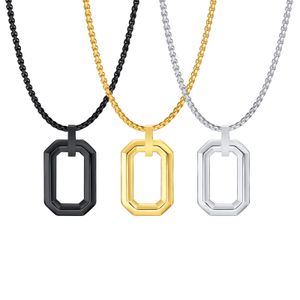 Punk Simple rostfritt stål Geometriskt halsband Pendant Rolo-kedja för herrkvinnor Xmas gåvor 3mm 24 tum PN-1846