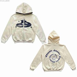 Hoodies للنساء من النوع الثقيل رسالة 4 لحن نجمة بنت بوي الخريف الشتاء السوستة السوستة أعلى نساء الرحلة المضحكة سستة العاكس y2k هوديي 2023 Z230726