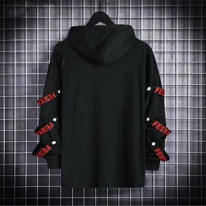 Herrtröjor tröjor herr hoodie tröja casual svart hoodie topp techwear hip hop harajuku lapp arbeta japanska gatukläder mäns romper topp z230726