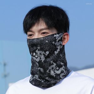 Cachecóis Masculino Esportes de Verão Bandana Seda Pescoço Gaiter Capa Orelha Pendurada Triângulo Rosto Tubo Cachecol Pesca Faixa de Cabeça Corrida Caminhada Máscara