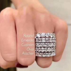 Cluster Rings 9 Styles Eternity Lab Diamond CZ Ring 925 Sterling Silver Bijou Engagement Wedding Band for Women Men Charm Party Jewelry