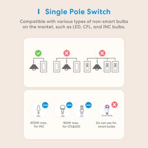 Kontrollera HomeKit WiFi Smart Wall Switch US Standard Single Pole Wireless Light Switches Stöd Alexa Google Assistant SmartThings MEROSS