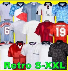 Camisas de futebol clássicas retrô inglesas SHEARER 1990 1992 1994 1998 2002 Copa do mundo BLACKOUT Mash 1980 1982 Vintage 1996 GASCOIGNE OWEN GERRARD camisa de futebol