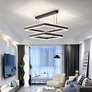 Pendant Lamps LED Lamp Nordic Creative Living Room Lights Simple Luxury Square Up And Down Luminous Hall Main