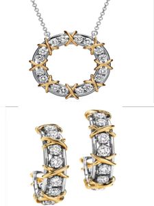 Długie pierścień naszyjniki dla kobiet modne bransoletki krzyż Diamonds Projektant Wedding Wedding Party Valentine Gold Srebrny prezent