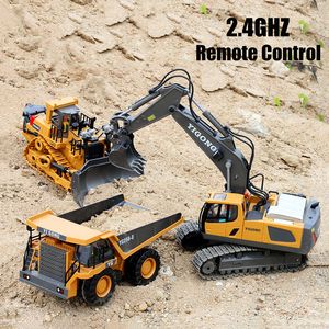 Carro elétrico/RC para meninos com controle de rádio escavadeira caminhão basculante Bulldozer carro elétrico para crianças brinquedos presente 230725