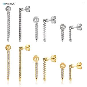 Ohrstecker KIKICHICC 925 Sterling Silber Gold 9,5 mm 14 mm 25 mm Linie Lange Eternity Bar Gewinde Charm Ohrring Damen Piercing Pendientes