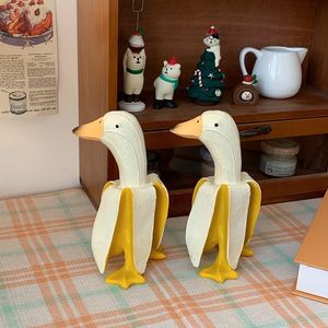 Decorative Objects Figurines Banana Duck Cute Funny Toy Figurine Object Fun Birthday Gift Desktop Ornaments Living Room Bedroom Home Decoration Art Crafts 230726